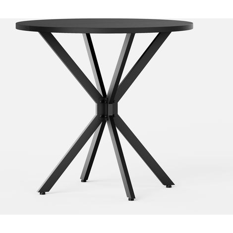 Tavolo rotondo nero da 80 cm con gambe a X (1/5)