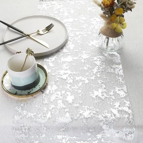 Tischläufer mit Silberfolie, 28 cm x 15 m, metallisches Tischband, Dekoration für Partys, Geburtstage, Hochzeiten, Weihnachten (1/4)
