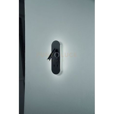 APPLIQUE PLATE A LED NERO LED 8W 3000K 560LM ORIENTABILE