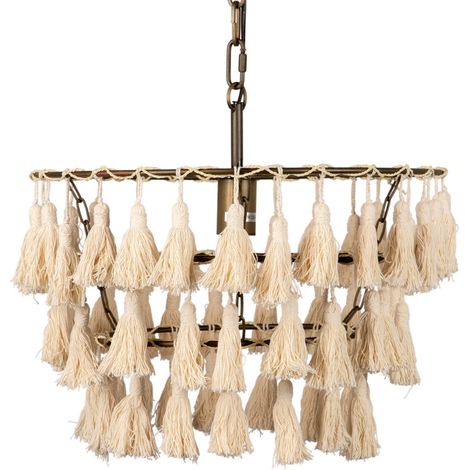 Beige Quasten-Deckenlampe 45x45x146 cm (1/5)