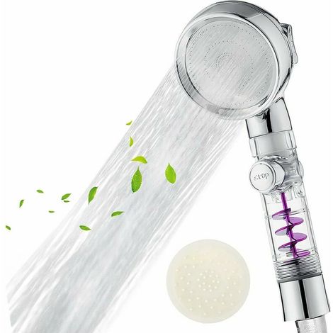 Pommeau de Douche,Douchette Douche Salle de Bain,Pommeau Douche Anti Calcaire,3 modes d'économie d'eau et un interrupteur à touche unique,Filtre à Trois Niveaux Système de Filtrage (1/5)