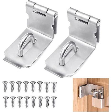 2x Porte Cadenas En Acier Inox Boucle De Porte Angle Droit Avec Vis Pour Fentre Armoire Garage (1/5)