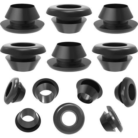 Lot de 10 douilles en caoutchouc étanches - Pour câbles - Diamètre d'encastrement : 37 mm - Pour la protection des câbles - Noir (1/5)