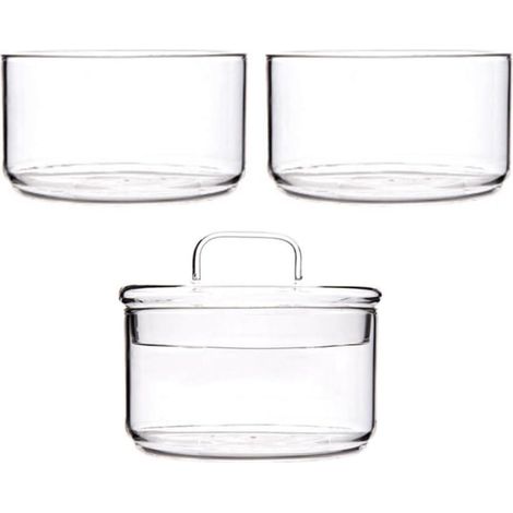 1satz Mehrschichtige Stapelbare Frischhaltedosen aus Glas mit Deckel Luftdichte Aufbewahrungsschalen für Salat Obst und Lebensmittel Platzsparende Vorratsbehälter für Küche (1/5)