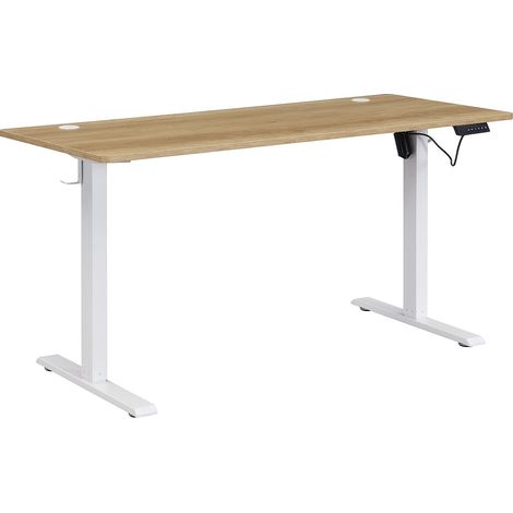 Bureau assis debout électrique – Hauteur réglable – Coloris : Naturel et blanc – ELAVANO (1/4)