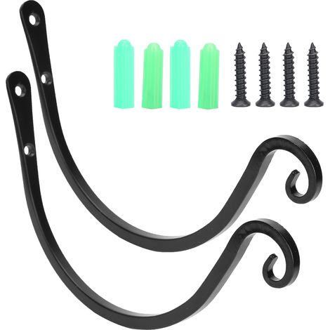 Support mural pour jardinières, lanternes et décorations de terrasse extérieure - 20 cm Noir (1/2)