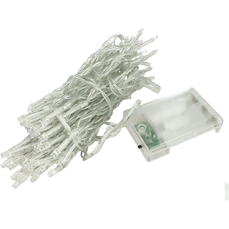 Stringa Luci Led A Batteria Con 100 Led Bianco Freddo 10 Metri IP20 4,5V Decorazione Natale (1/3)