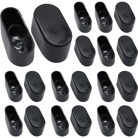 20 tapas ovaladas para patas de muebles - 4 x 2 cm - Goma negra - Protección para suelos - Antirrayas - Para mesas y escritorios (1/5)