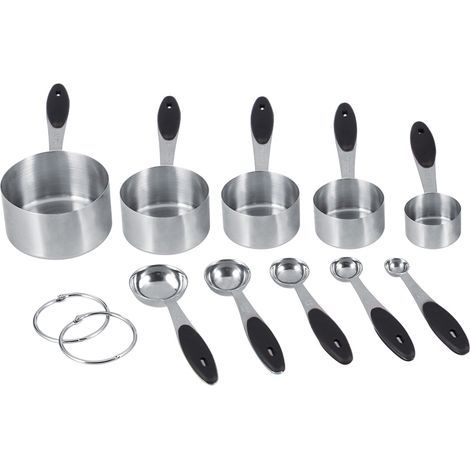 Ejoyous 10-piece stainless steel measuring cups and spoons with silicone handles, kitchen size M (1/5)