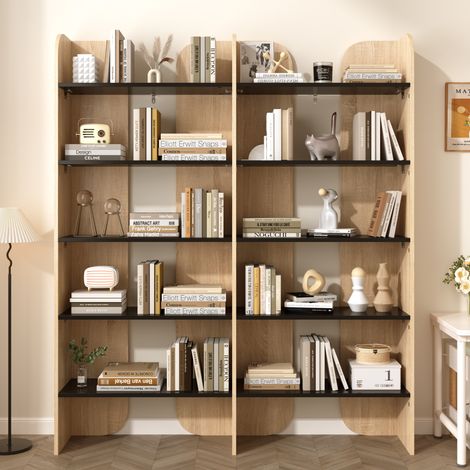 Modernluxe - Bibliothèque de style moderne - bibliothèque autoportante à cinq niveaux - design ouvert - Naturel (1/5)