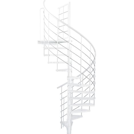 Minka Außenspindeltreppe Spino Zink Color 38 - 305,5cm Geschosshöhe Weiß 160cm Durchmesser