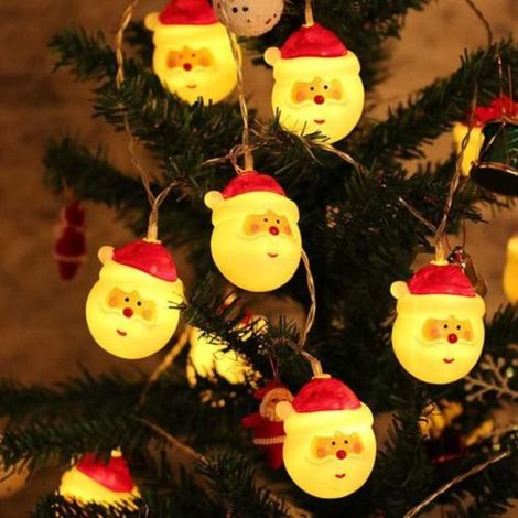 Guirlande lumineuse LED Père Noël, 3 mètres, 20 LED, déco sapin de Noël, guirlande féerique pour maison, jardin d’hiver, chambre et ornement. (1/5)
