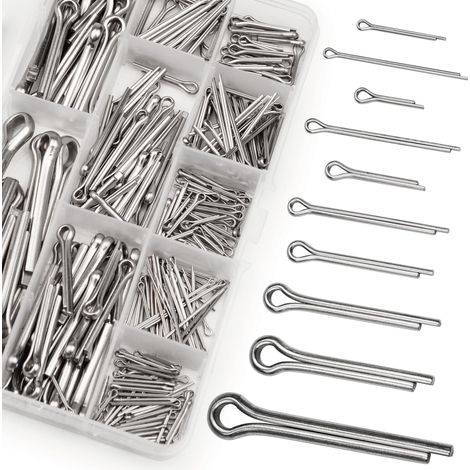 310 Pcs Assortiment De Goupilles, Goupille Fendue, Goupilles Fendue À Ressort de Retenue Pour Attelage, Camions, Tracteurs, Tondeuses À Gazon, Voitures, Camping-Cars, Garages, Ateliers (1/5)