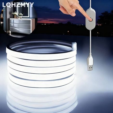 Bande Lumineuse LED Néon USB COB Flexible - Effets Éclairage Doux Contrôle Tactile Sans Piles - Décoration Moderne pour Cuisine Placard & Ambiance Festive 2m