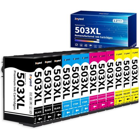503XL Cartouches d'encre Compatible pour Epson 503 XL Multipack pour Epson Expression Home XP-5200 XP-5205 XP5200 XP5205 Workforce WF-2960 WF-2965 WF2960 WF2965 WF-2960DWF (Lot de 12) (1/5)