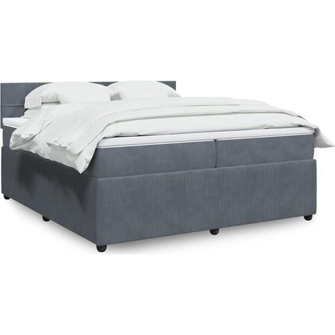 Boxspringbett mit Matratze Dunkelgrau 200x200 cm Samt (1/5)