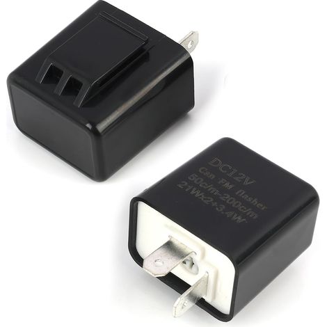 2 Pièces Centrale Clignotante DC 12V pour Moto, Relais Clignotant LED Moto Universel, 2 Broches, Fréquence Réglable, Boîtier Ignifuge, Relais 12V Compatible LED, Centrale Clignotant LED Moto (1/5)