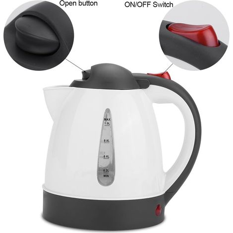 Bollitore per auto, 1000 ml, 24 V, adatto per auto, camion e viaggi, con spina per accendisigari, utilizzabile per preparare tè e caffè. (1/4)