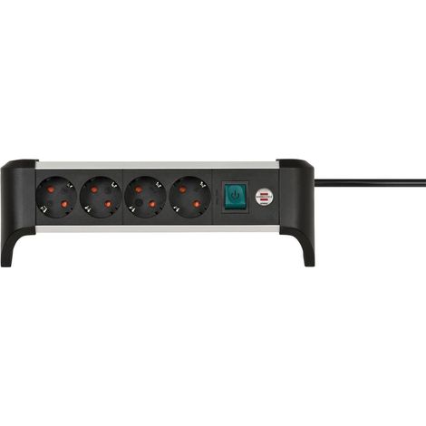 Multiprise 4 Prises en Aluminium pour Le Bureau avec Interrupteur et câble de 1,8 m
