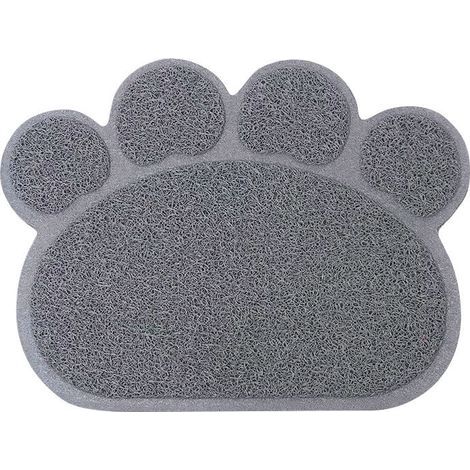 Katzenstreumatte, hochwertige große Katzentoilette, PVC-Material, niedliche Katzenpfotenform, wasserdicht und langlebig, leicht zu reinigen, rutschfest, grau, 40 cm × 30 cm (1/5)