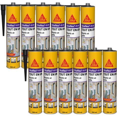 Juego de 12 selladores multiusos SIKA Sikaflex 11 FC Purform - Negro - 300ml