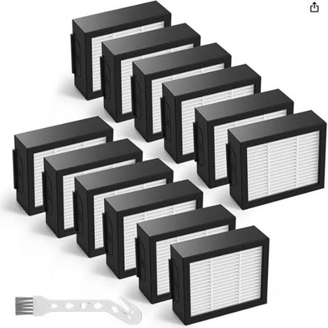 Filtres de rechange HEPA pour robots aspirateurs – Lot de 12 filtres compatibles avec modèles i7, i7+, E5 et E6 – Haute efficacité de filtration, capture des particules fines, poussières et allergènes