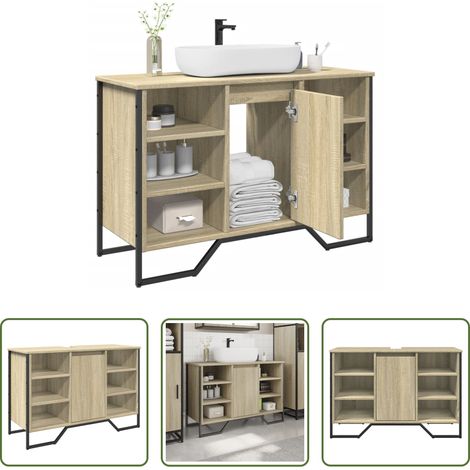 Badwandschrank -  Waschbeckenunterschrank Sonoma-Eiche 91x35x60 cm Holzwerkstoff