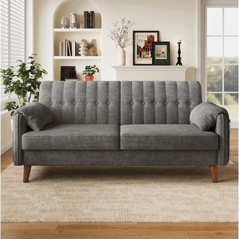 CHICFURN Sofá de 2 plazas de chenilla gris claro, 161,5 x 79 x 83,5 cm, para espacios pequeños (1/5)