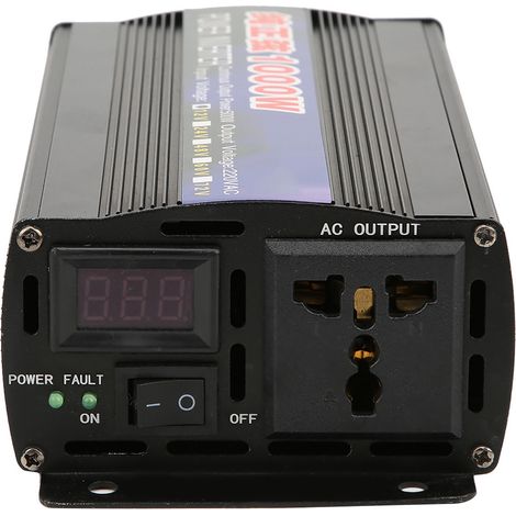 Convertisseur de tension 1000W pur sinus élévateur transformateur monophasé affichage numérique pour voiture maison DC12V vers AC220V (1/5)