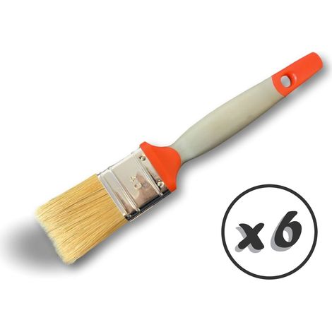 Pinceau queue de morue bicolore pro Garnissage soie blanche série épaisse Manche en plastique Multi support - Quantité x 6 - Pinceau 40 mm (1/5)