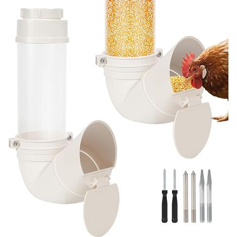 chicken feeder PVC tube chicken feed dispenser for ducks coop turkeys geese (1/5)
