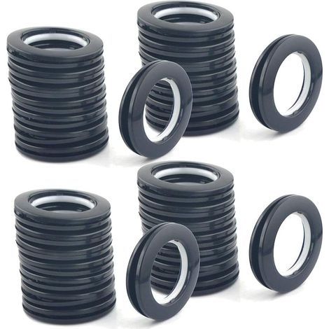 Packung mit 32 Clip-on-Duschvorhangösen, 40 mm Innendurchmesser, Ring für römische Duschvorhänge, Ösen-Set für Gardinen, Ösenwerkzeug-Zubehör (Schwarz)