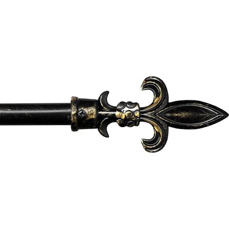 Bastone Tenda Estendibile 120-210 cm Ferro Asta Anelli Staffe Stile Antico - Lancia