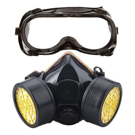 Atemschutzmaske, wiederverwendbares Atemschutzmasken-Set, staubdicht, gasdicht, chemikaliendicht, mit Schutzbrille zum Malen, Heimwerken und Schleifen (1/5)