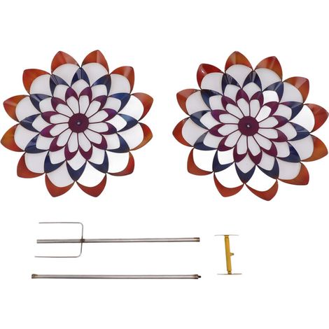 Molino de viento exterior 3D en exquisito metal de colores con estaca para fijar al suelo, ideal para parques, céspedes y patios.