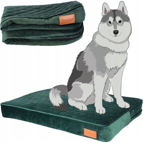 Letto ortopedico per cani di taglia grande 120x75x10cm XL Ukory verde bottiglia (1/5)