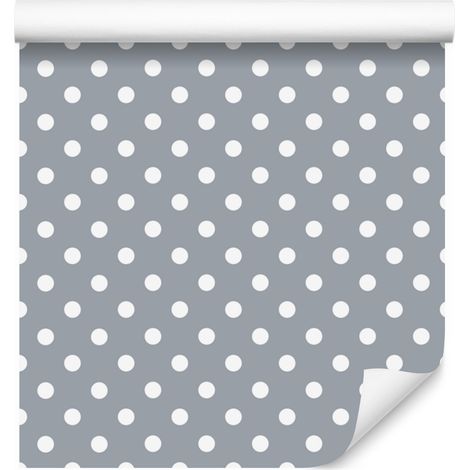 Papier peint à pois gris et gris clair pour salon et chambre 50x1000 cm (1/5)