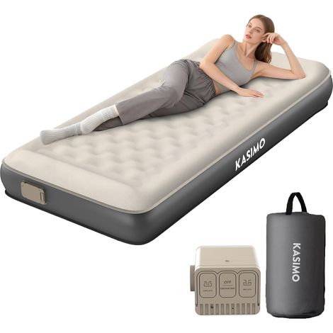 Matelas Gonflable 1 Place, Pompe Électrique sans Fil Intégrée, Matelas Gonflables TPU Matériau, Gonflage Rapide 2 Min, Lit Gonflable 85x190x22cm pour Camping et Invités (1/5)