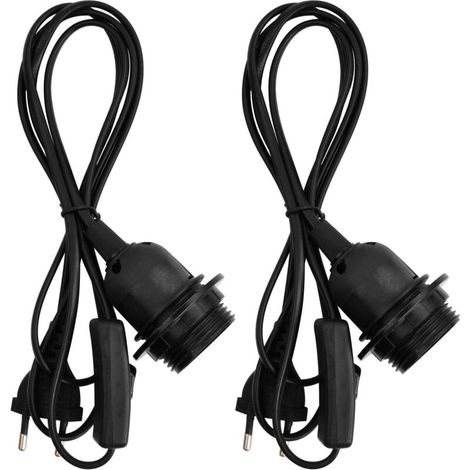 (Noir)2 Pièces Support Lampe pour Ampoule E27, Douille E27 avec Interrupteur, Porte Luminaire E27 Suspension, avec Anneau Fileté e Câble d'alimentation de 1,8 m et EU Prise, pour Lampadaires Lustres (1/4)