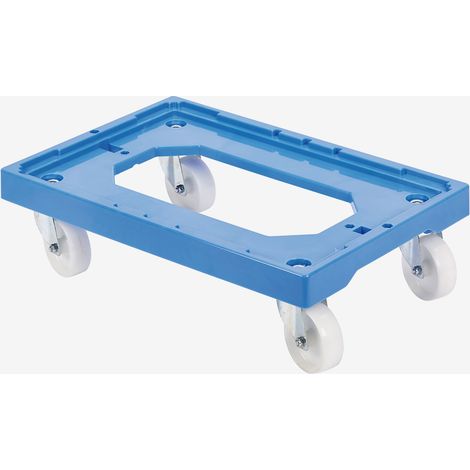 Socle rouleur 4 roues pivotantes - chape acier - bleu - Gilac