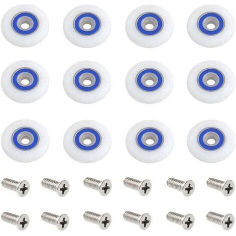 Roulette Porte Douche 12 Pièces 27mm Roulettes pour Porte de Douche Roulette Porte Douche Roues Roulettes de Rechange Roulette Porte Roulette de Douche pour Porte de Douche avec Des Vis (1/4)