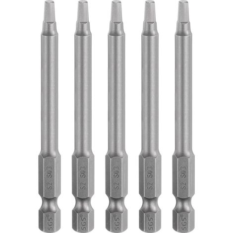 5Pcs Embout de Tournevis Carré Sq3 1/4" Tige Hexagonale 4 Pointes (1/5)