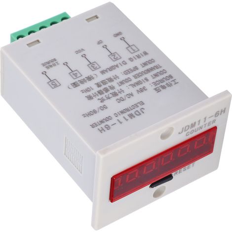 Compteur électronique JDM11-6H, 6 chiffres, affichage numérique LED, relais de comptage, transmetteur, compteur, AC/DC 36 V (1/5)