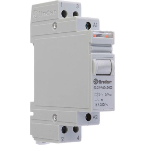 Finder 20 Relais de puissance 2 NO, bobine 24V c.c. Rail DIN 5W ( Prix pour 1 )