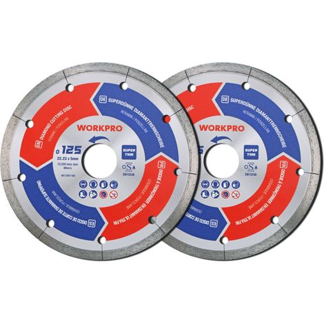 – Disque à lamelles ultra-fin 125 mm – Lot de 2 – Coupe à sec et à l'eau – Pour carrelage, céramique, béton, marbre – Vitesse max 12 250 tr/min (1/5)