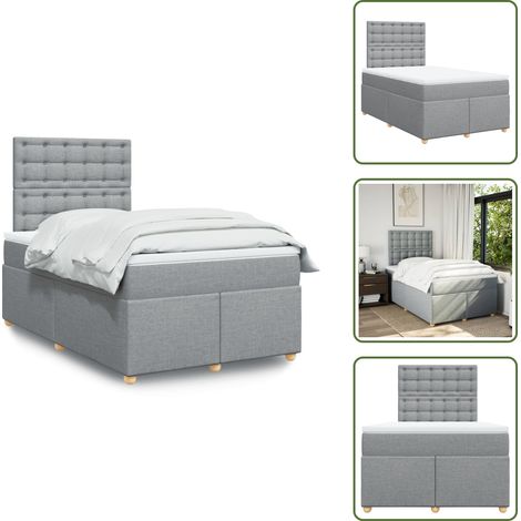 Sommier à lattes de lit avec matelas Gris clair 120x200cm Tissu - Sommier À Lattes De Lit - Sommiers À Lattes De Lit - Lit - Meuble De Chambre À Coucher (1/5)