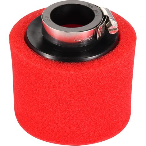 [2er-Pack] 35-mm-Luftfilter, rot, mit geradem Auslass und schwarzem Schaumstoffeinsatz, Universal-Luftfilter für Motorräder und ATVs, Doppelset (1/5)