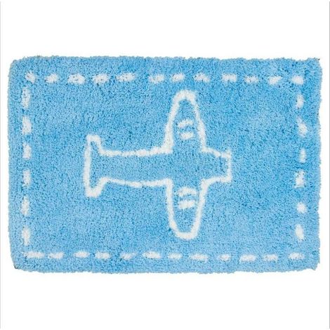 Tapis épais pour enfant microfibre 90 x 60 cm bleu (1/2)