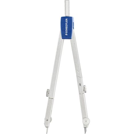 Compás círculo máximo 360 mm Ø y con alargadera 470 mm Ø. Recomendado para uso escolar. Estuche de plástico con tapa transparente con: compás con alar