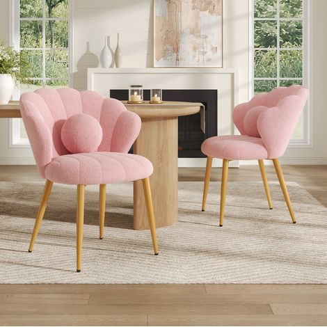 Set di 2 sedie da pranzo 60x62,5x83 cm in tessuto peluche rosa - MEUBLIV (1/5)